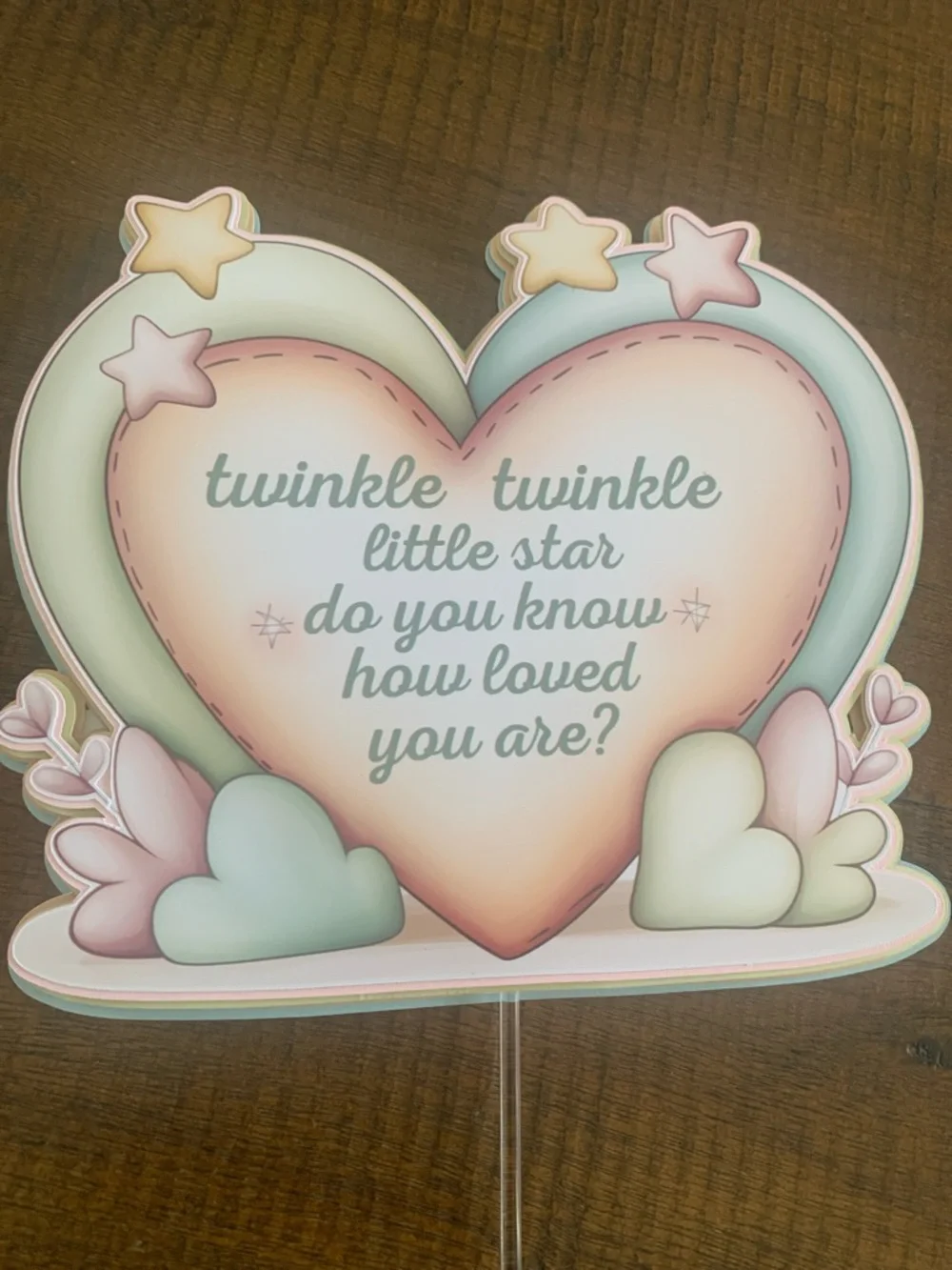 Twinkle Twinkle Little Star Pastel Heart Party Sign - Baby Shower Decoration